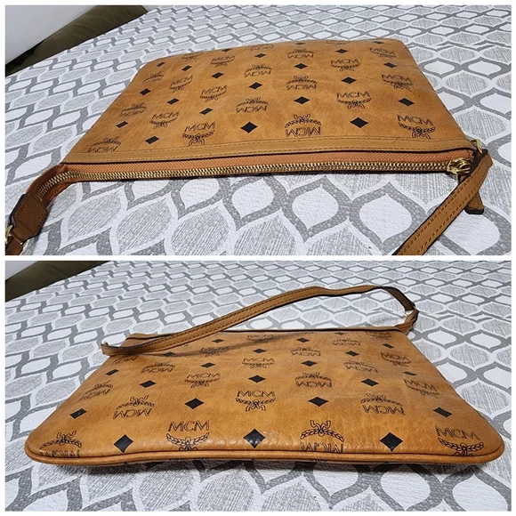 MCM Visetos Liz Shopper Pochette/Shoulder Bag Cognac - Picture 7 of 10